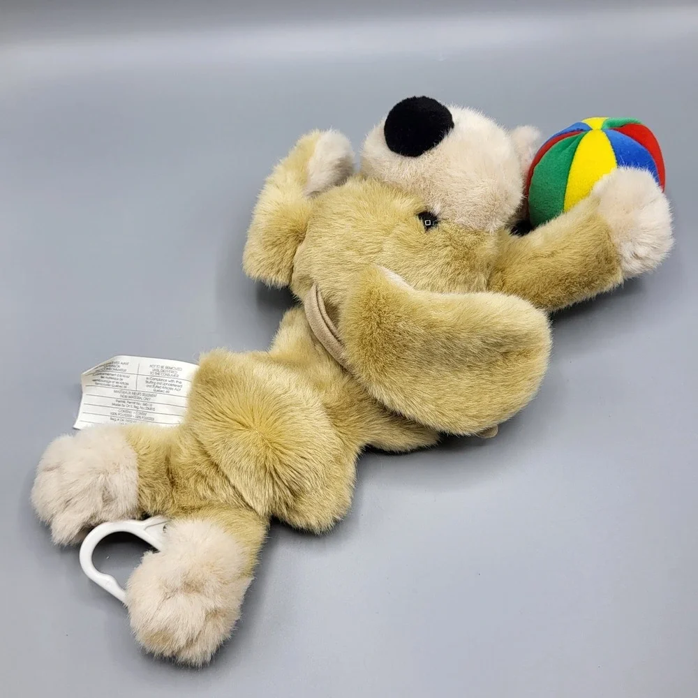 Battat Musical Pull String Puppy Dog Plush Toy 14 Inch Multi-Color Ball Tan